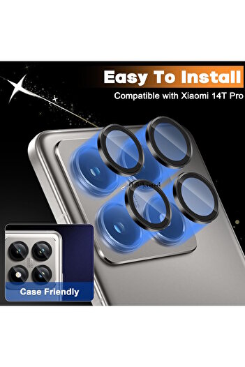 m.tk moveteck Xiaomi Mi 14t Compatible Camera Protection Lens Protector Tempered Glass Shatterproof Glass with Application Apparatus - Easy
