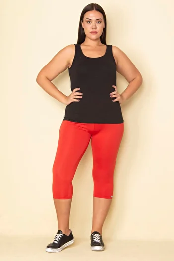 Şans Women's Plus Size Red Side Stripe Lycra Jersey Leggings Trousers 65n28657