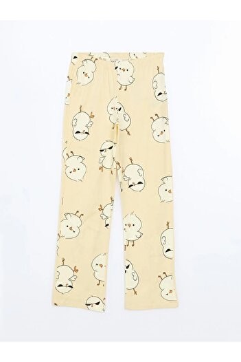 LC Waikiki LCW Young Açık Sarı Baskılı Bisiklet Yaka Baskılı Kadın Pijama Takımı
