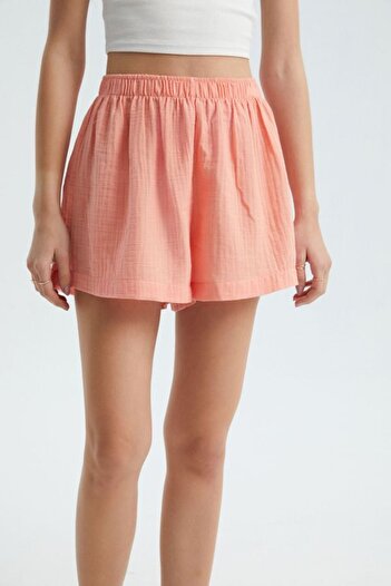 Hiccup Linen High Waist Elastic Waist Shorts