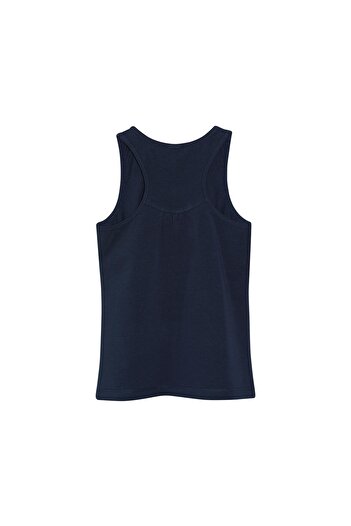 LOVETTI Dark Navy Basic Girl's Back Gathered Swimming Tank Top