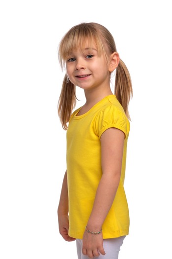 LOVETTI Girl'S Yellow zero Collar and Watermelon Sleeve T-Shirt