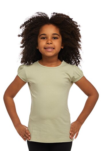 LOVETTI Ανοιχτό πράσινο Basic T-shirt για κορίτσια με λαιμόκοψη καρπούζι