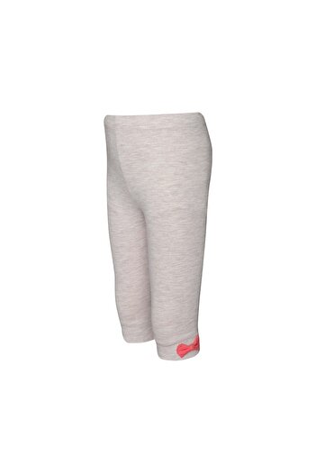 LOVETTI Dark Beige Melange Basic Girl's Bow Knee-Length Leggings Capri
