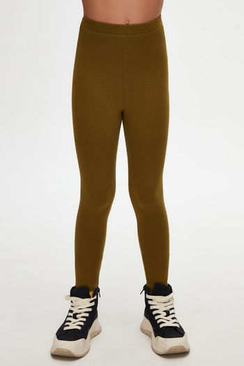 LOVETTI Olive Green Basic Summer Tights for Girls