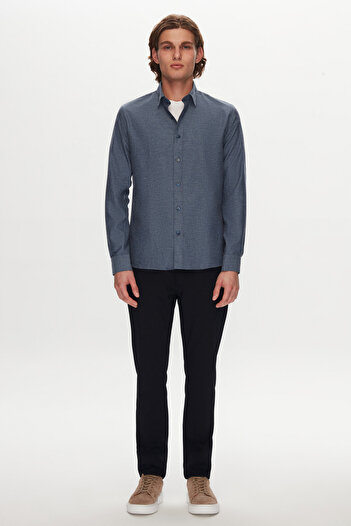 Tween Slim Fit Mavi Pamuk Karışımlı Gömlek