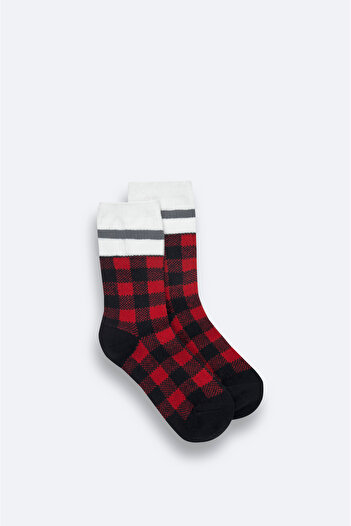 Avva Men's Black-Red Soft Touch Socks A42Y8507