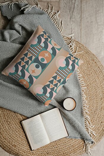 CİMENS 4-Piece Digital Printed Gift Sofa Set - Diagonal Pattern Colorful Throw Pillow Pillowcase
