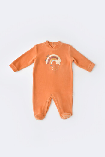 BabyCosy Salopeta Curcubeu cu maneca lunga si botosei Portocaliu, BabyCosy, 3-6 luni