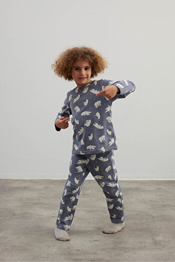 Syah Erkek Çocuk Pamuklu Uzun Kollu Pijama Takımı