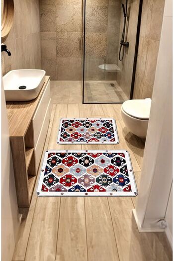Artızon Colorful Modern Design Non-Slip Base Washable Bathroom Set Set 50X60-60X90 cm