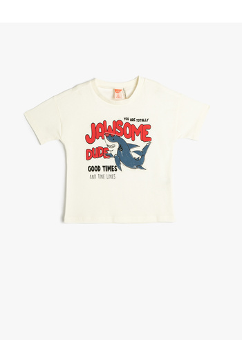 Koton T-Shirt Shark Printed Short Sleeve Cotton