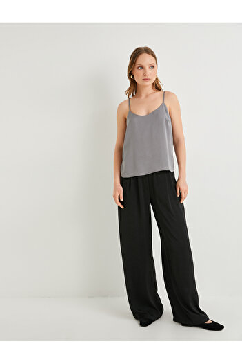 Koton Textured Short Blouse - Thin Straps