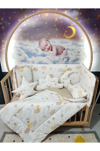 bebek_iklimi 60X120 Baby Sleeping Set - Mosquito Net and Moon Cloud Star Pattern - Excluding Furniture Crib