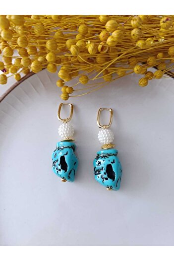 İPAR AKSESUAR Turquoise Unregular Incent Major Earrings