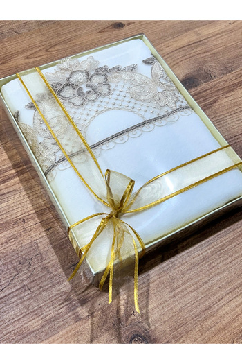 AYHANHOME Luxury Laced Boxed Velvet Hand Face Towel 50X90 cm Gift, Dowry Holder