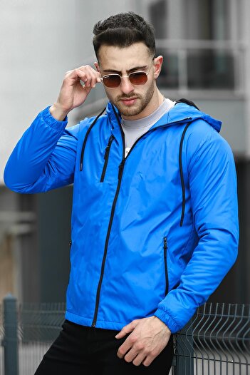 Oksit Ettore Zipper Detailed Water Resistant Men's Coat with Fleece Inside