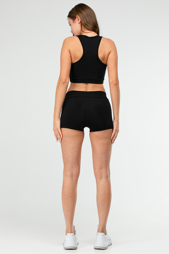 speedlife Siyah Slim Fit Dalgıç Kumaş Açık Yaka Kadın Şort Takım Sb0676