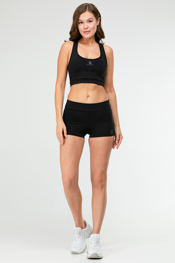 speedlife Siyah Slim Fit Dalgıç Kumaş Açık Yaka Kadın Şort Takım Sb0676