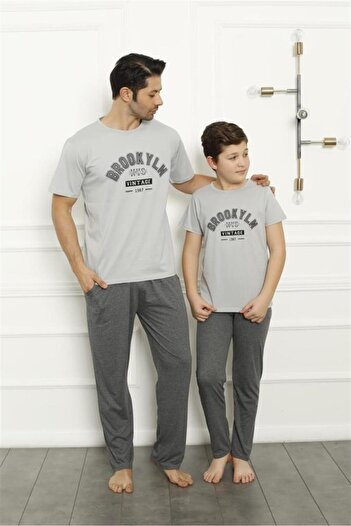 Akbeniz Baba Oğul Bej Aile Pijama Takım Ayrı Ayrı Satılır 50102