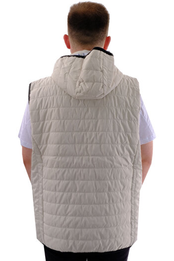 ModeXL Mode XL Erkek Büyük Beden Şişme Yelek Cepli Çıkarılabilir Kapüşonlu U24703 Bej