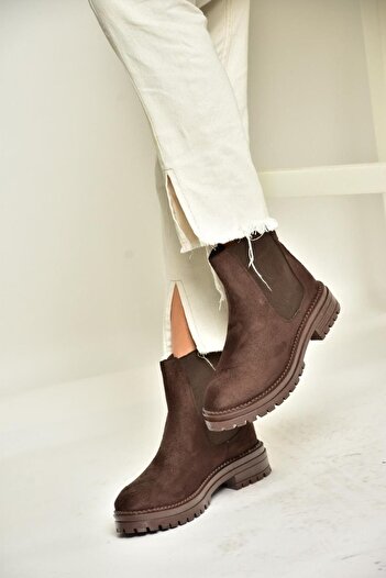 Fox Shoes T726923702 Kahverengi Süet Klasik Kadıın Bot