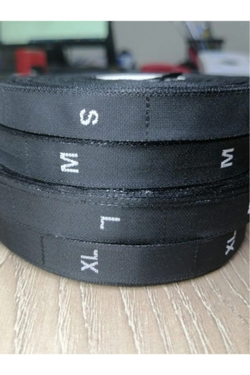 Mars 5 Rolls of Woven Size Labels Black