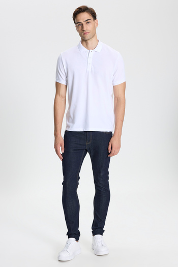 George Henry Non-Shrinkable Cotton Fabric Slim Fit Slim Fit Men's White Uncurlable Polo Collar T-Shirt