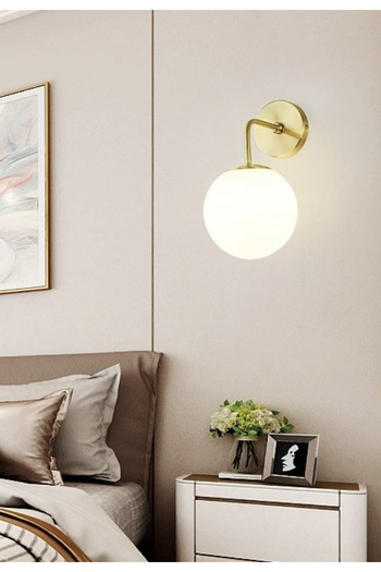 burenze Modern Tasarım Tak Çalıştır Pilli Aplik Eskitme Gold Duvar Pilli Aplik Beyaz Opal Cam