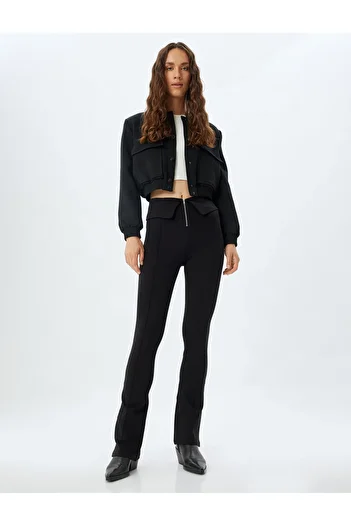 Koton Spanish Leg Leggings Trousers Slim Fit with Zipper Detail