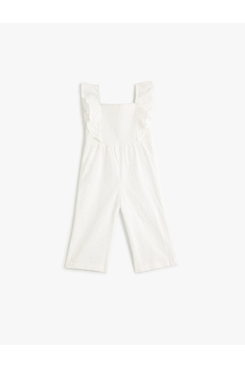 Koton Jumpsuit aus Baumwolle mit eckigem Kragen – gewellte Kanten, ärmellos und mit Rüschendetails