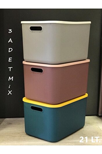 Bayev 3 Pieces Mix 21 Lt Storage Multi-Purpose In-Cabinet Organizer Box - Toy And Laundry Basket