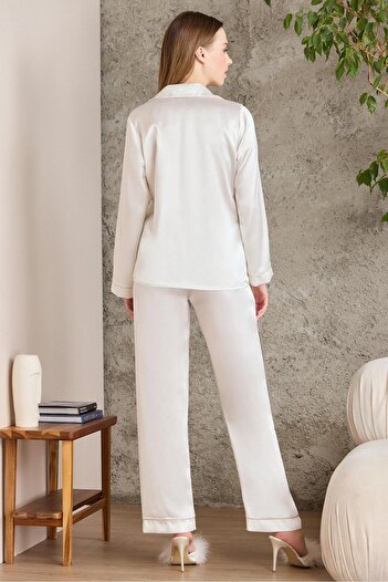 Pierre Cardin Saten Biyeli Pijama Takımı - 1200