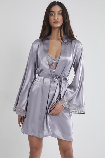 Pierre Cardin Saten Dantelli Kadın Gecelik Ve Sabahlık Takımı - 4090 Royal