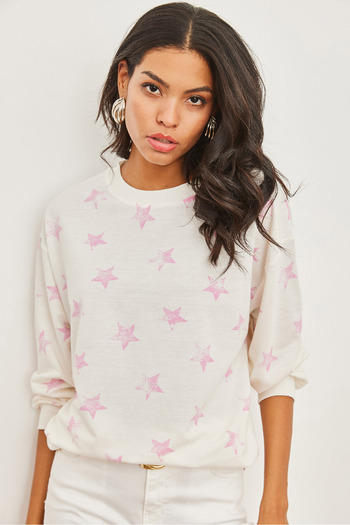 Olalook Star Pink női pulóver - puha és laza, SWT- 19000457