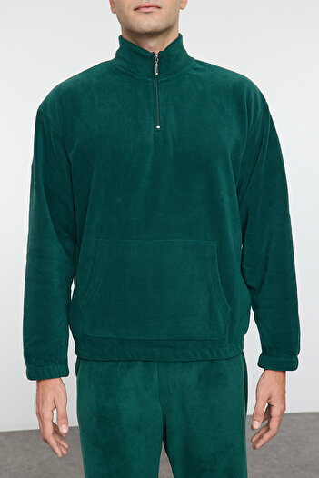 Trendyol Collection Πράσινο Oversize/Wide Cut Basic Σετ φόρμας Fleece κατά της διάτρησης TMNAW25EM00002