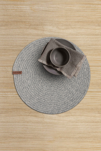 Koza Home Cesta American Service Handmade Cotton Gray Jute Knitted Decorative Plain Supla 37x37cm 9681