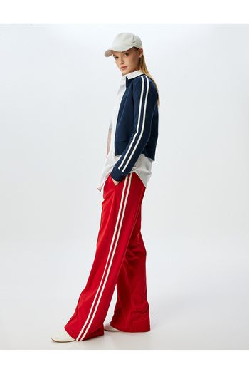 Koton Gerippte Jogginghose mit weitem Bein und elastischem Bund und geripptem Taschendetail