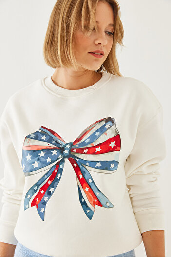 Bianco Lucci Women's Colorful Butterfly Printed Sweatshirt Mbhs019 60601019