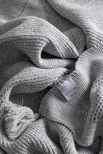 Koza Home Miel Gray Single Blanket with Pompom Edge 160x220 37106