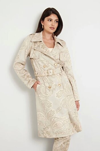 Guess Vilma Suede Trench - Elegant Sude Trench Coat