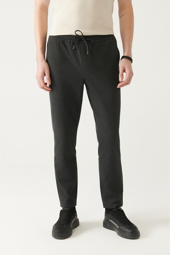 Avva Чоловічі антрацитові штани з боковими кишенями та шнурками Jogger Relaxed Fit B003005