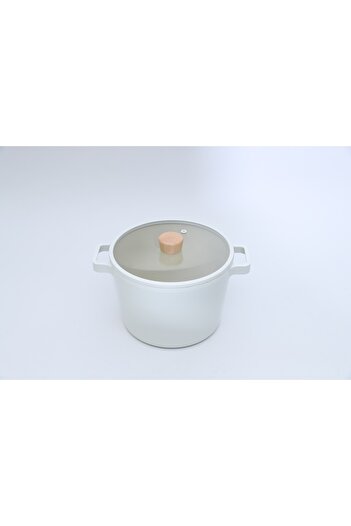 NEOFLAM ,Fika,Cooking Pot,26cm,integrated handle,Glass lid,Suitable Stovetop and Induction,Off White