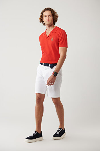 Avva Men's White Flexible Patara Chino Canvas Shorts B 003730
