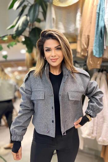 ESRAHELVACI Anthracite Parkas Short Jacket