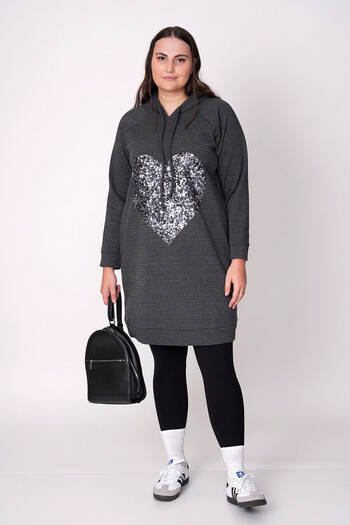 Büyük Moda Cotton Payet Decorated Sweat Dress