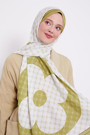 Levidor Oil Green L Pattern Love Shawl