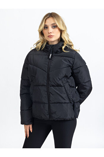 ONLY Palton Onlmonica Short Puffer pentru femei 15205638 - Glugă cu blană neagră