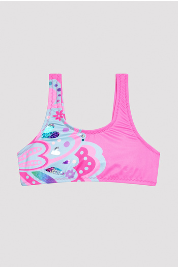 Penti Girl's Butterfly Halter Bright Pink Bikini Set
