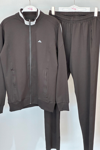 REMSA Μαύρη ανδρική αθλητική φόρμα - Lycra Combed Cotton 3715